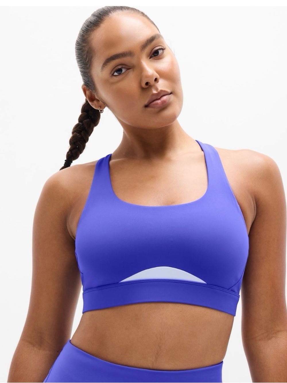 NWT Athleta Interval Colorblock Bra Spark white  XLarge  D-DD it’s a purple blue
